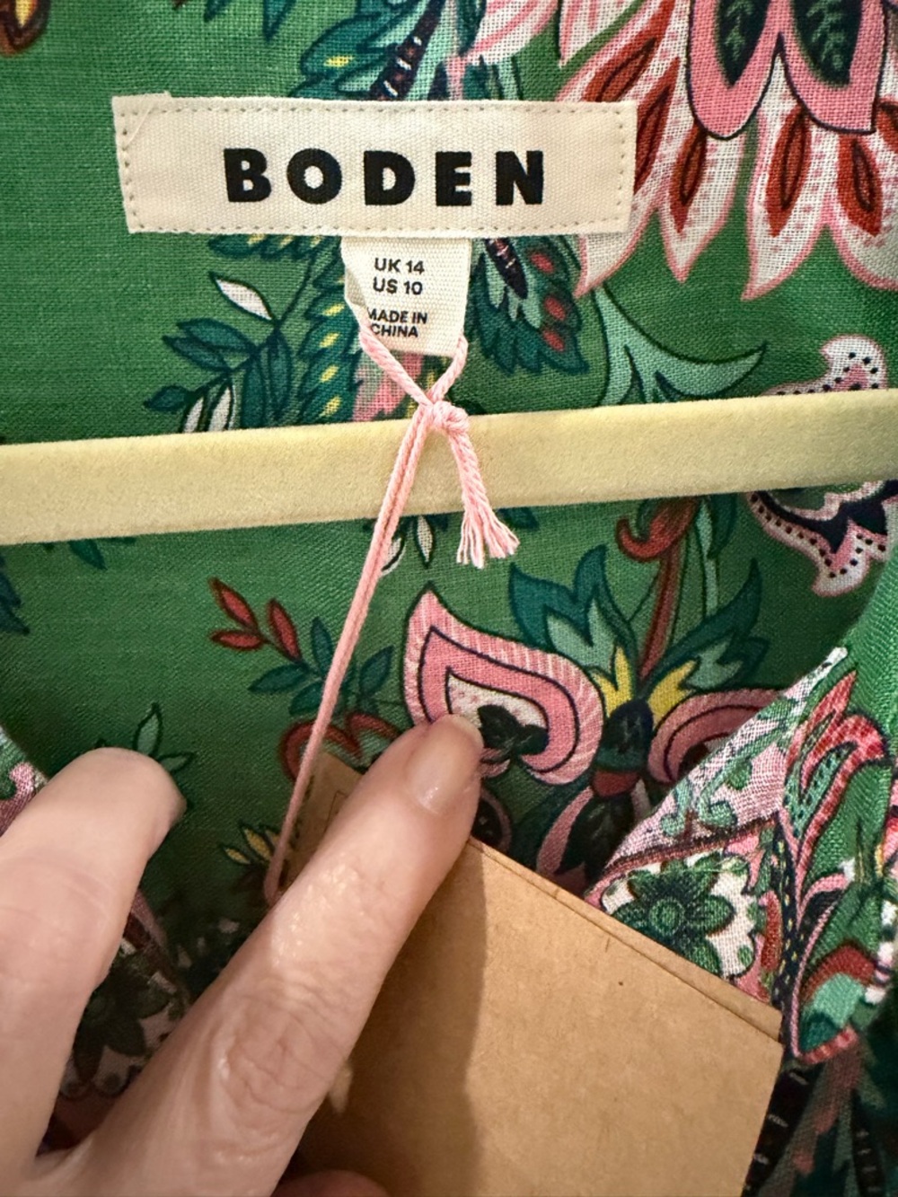Boden Green Floral Print V-Neck Peasant Blouse Linen - Picture 2 of 3